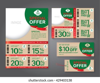 Vector eco flyer, Brochure, Promotions coupon or banner design with best discount offers, Template background size A4, A5, Vector EPS10.