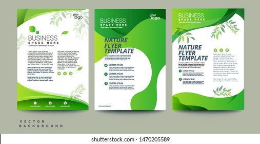 Vector eco flyer, poster, brochure, magazine cover template. Modern green leaf, environment design. - Vector