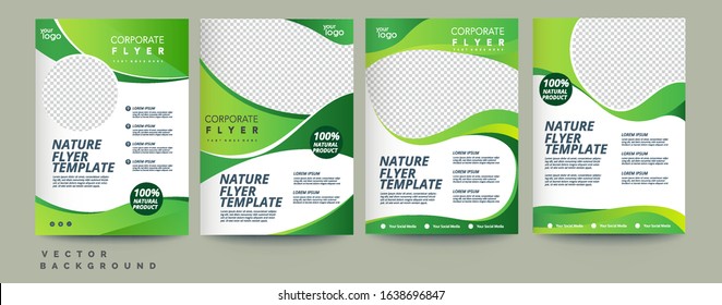 Vector eco flyer, poster, brochure, magazine cover template. Modern green leaf, environment design. - Vector