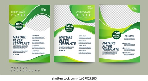 Vector eco flyer, poster, brochure, magazine cover template. Modern green leaf, environment design. - Vector