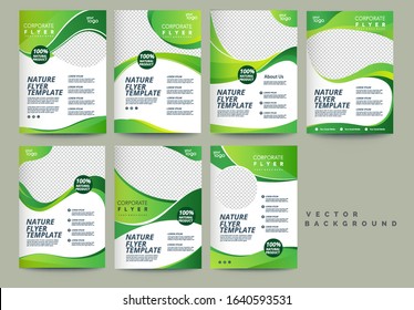 Vector Eco Flyer, Poster, Brochure, Magazine Cover Template. Modern Green Leaf, Environment Design. - Vector