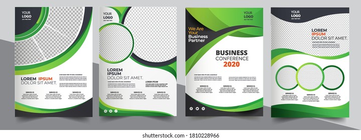 Vector Eco Flyer, Poster, Brochure, Magazine Cover Template. Modern Green Leaf, Environment Design. - Vector	
