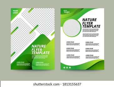 Vector eco flyer, poster, brochure, magazine cover template. Modern green leaf, environment design. - Vector	