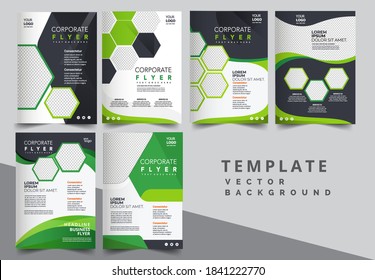 Vector eco flyer, poster, brochure, magazine cover template. Modern green leaf, environment design