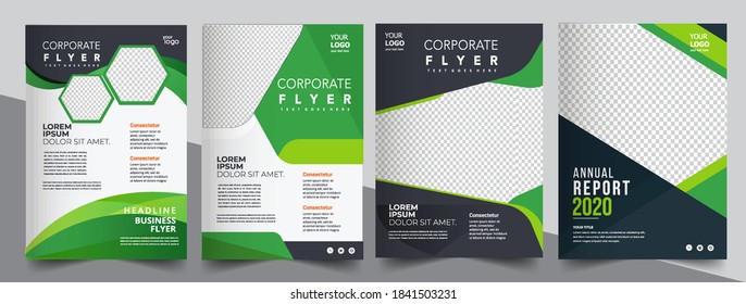 Vector eco flyer, poster, brochure, magazine cover template. Modern green leaf, environment design