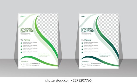 Volante, afiche, folleto, portada de revista sobre el tema de la naturaleza, el medio ambiente y los productos orgánicos. Plantilla de diseño de volante de naturaleza en tamaño A4.