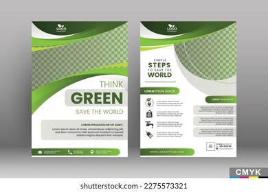 Volante de vectores eco, afiche, folleto, plantilla de portada de revista. Hoja verde moderna, diseño ambiental - Vector