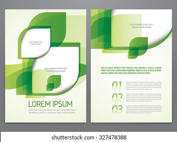 Vector Eco Flyer, Poster, Brochure, Magazine Cover Template. Modern Green Leaf, Environment Design.