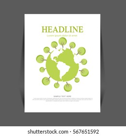Vector Eco flyer, poster, brochure, magazine cover template,environment design.