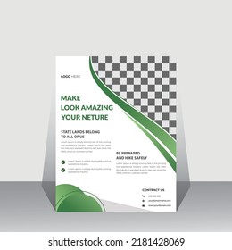Vector eco flyer, poster magazine cover template. Green environment design flyer 