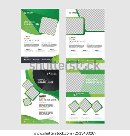 Vector eco flyer, Transforming Visions into Reality, brochure, magazine cover template. Empowering Your Business for Tomorrow, environment design. - Vector Corporate business flyer template design set