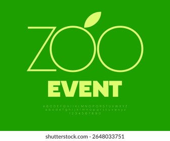 Vector Eco flyer Zoo Event. Typography Modern Font. Classic Slim Alphabet Letters and Numbers set.