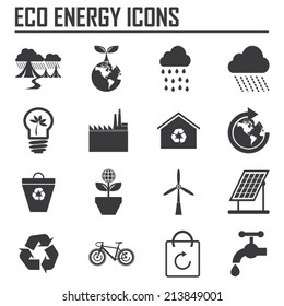 vector  eco green energy icons set 