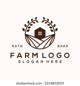Vectoröko-grüner Bauernkreis Logo Vektorsymbol Vintage Symbol flach Bauernlogo natürliche grüne Markierung
