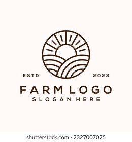 Vector eco green farm circle logo vector vintage icon flat farm logo natural green badge