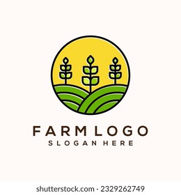 Vector eco green farm circle logo vector vintage icon flat farm logo natural green badge