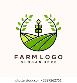 Vector eco green farm circle logo vector vintage icon flat farm logo natural green badge
