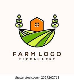 Vector eco green farm circle logo vector vintage icon flat farm logo natural green badge