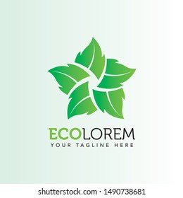 Vector Eco green logo abstract. Pentagon logo, star logo, design templates - emblems for holistic medicine centers, yoga classes, natural leaf and organic food products and packagingcircles 