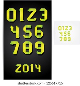 vector eco green origami numbers. 0 1 2 3. one two three four five six seven eight nine ten.