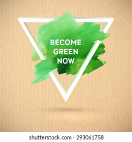 Vector eco green watercolor polygonal style ecology theme  on white background