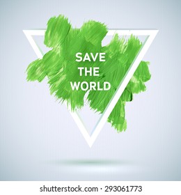 Vector eco green watercolor polygonal style ecology theme  on white background