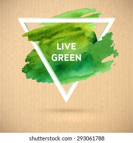 Vector eco green watercolor polygonal style ecology theme  on white background