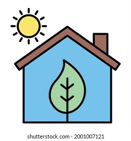 Vector Eco House Filled Outline Icon Design

