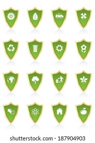 Vector eco icons in shields.
