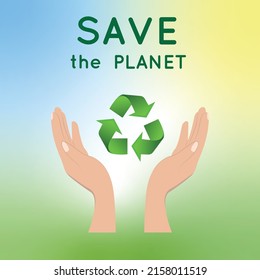 Vector eco illustration on the theme of saving the planet for a banner, social poster, postcard.