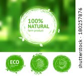 Vector eco labels with sketch drawing design elements
