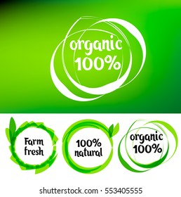 Vector eco labels with sketch drawing design elements