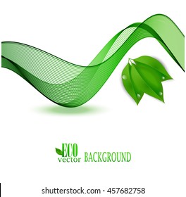 Vector eco leaves and green wave.Abctract ecology background.