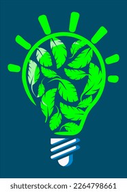 Vector Eco Lightbulb concept illustration. Green Light Bulb Icon. Light bulb logo idea.