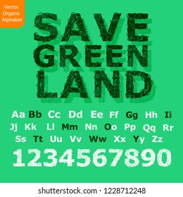 Logo de Vector eco Save green Land. Vector establece todas las letras de Eng., números 