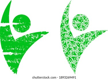 El mosaico vector ecológico man se hace con objetos de eco man fractales aleatorios. Icono del hombre ecológico texturizado. Combinación fractal de eco man.