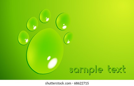 Vector eco pawprint with waterdrops