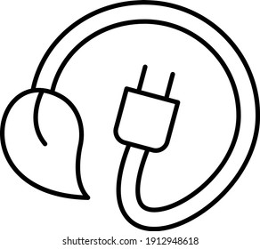 Vector Eco Plug Outline Icon Design
