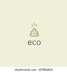 Vector eco poop, illustration on health research problems, healthy excrement replacement and scientific approach.