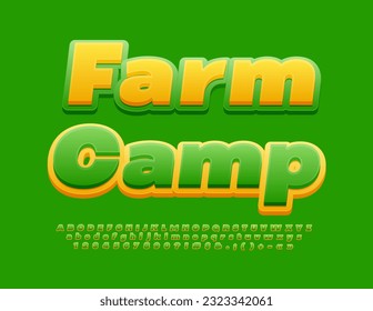 Vector eco Sign Farm Camp. Bright Artistic Font. Modern style Alphabet Letters and Numbers set