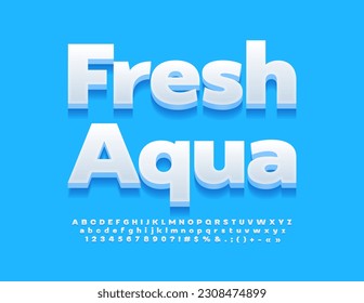 Vector eco Sign Fresh Aqua mit 3D Alphabet Set. Moderner White Font für Marketing und Werbung