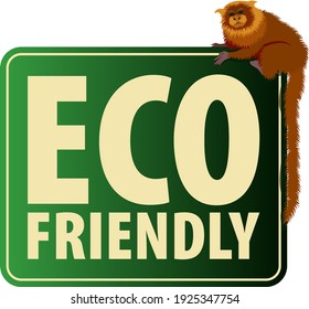 Vector Eco Sticker with Golden lion tamarin