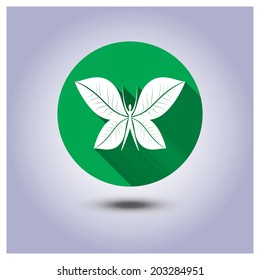 Vector eco sticker, green ecology icon with butterfly