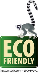 Vector Eco Sticker with ring-tailed Madagascar lemur
