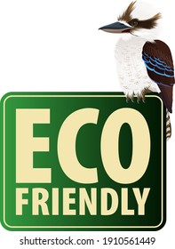 Vector Eco Sticker with ustralian Laughing kookaburra 