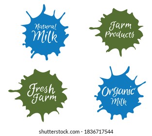 Vector eco stickers, organic, bio logos or signs. Natural, fresh, organic food badges, tags, set for cafe, restaurants, products packaging etc.