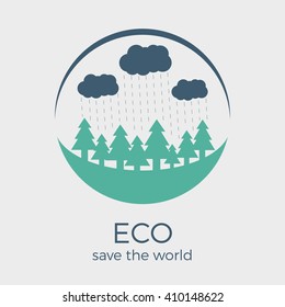 Vector eco style logo design in colors. Round shape with text. Can be used as eco-sign on product packages or as separate logo for eco-oriented organization