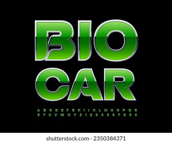Plantilla de vectores eco Bio Car. Fuente creativa moderna. Conjunto de letras y números de alfabeto elegante