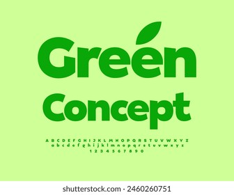 Vector eco template Green Concept. Bright Creative Font. Modern Alphabet Letters and Numbers set.
