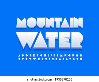 Vector eco template Mountain Water. Abstract style Font. Creative Alphabet Letters and Numbers set